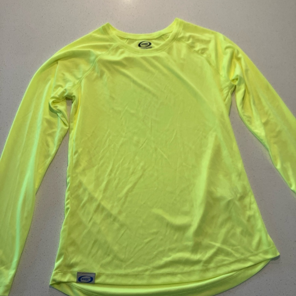Vapor Long Sleeve Shirt, high vis, stretchy polyester, sz M, fits like small